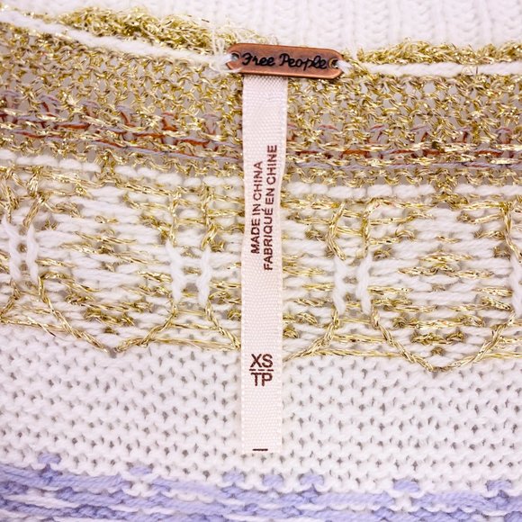 Free People Oversized Boho Babydoll Cozy Cottage Metallic Fair Isle Thermal - Picture 6 of 11